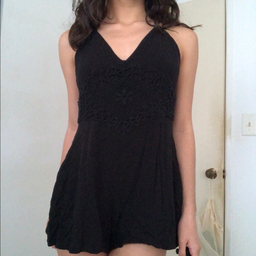 Black romper with crochet